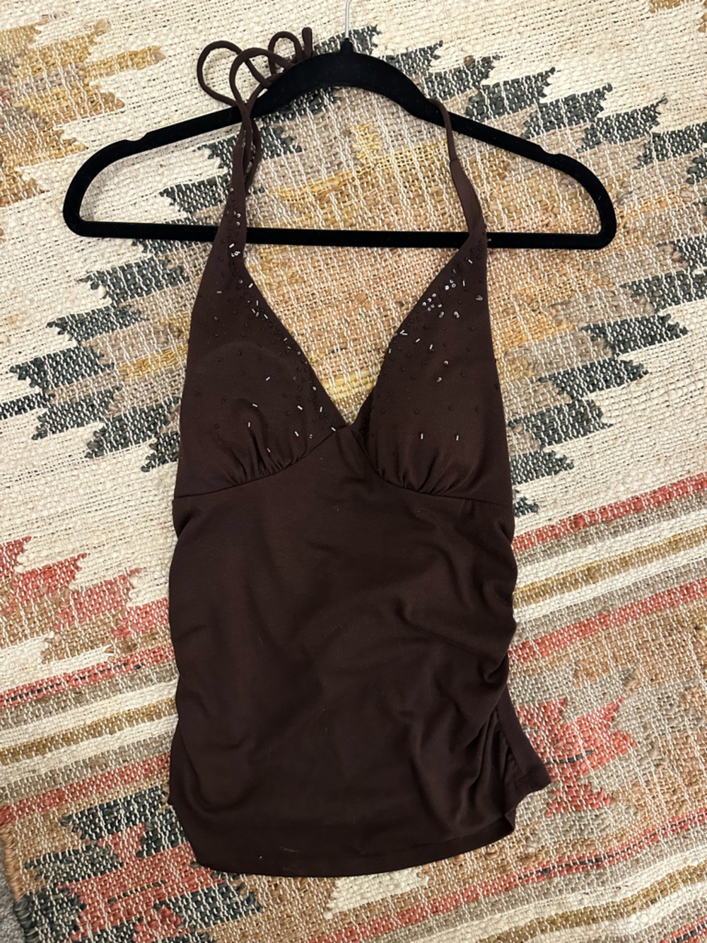 ✨ Vintage Speechless Chocolate Brown Beaded Halter Top ✨